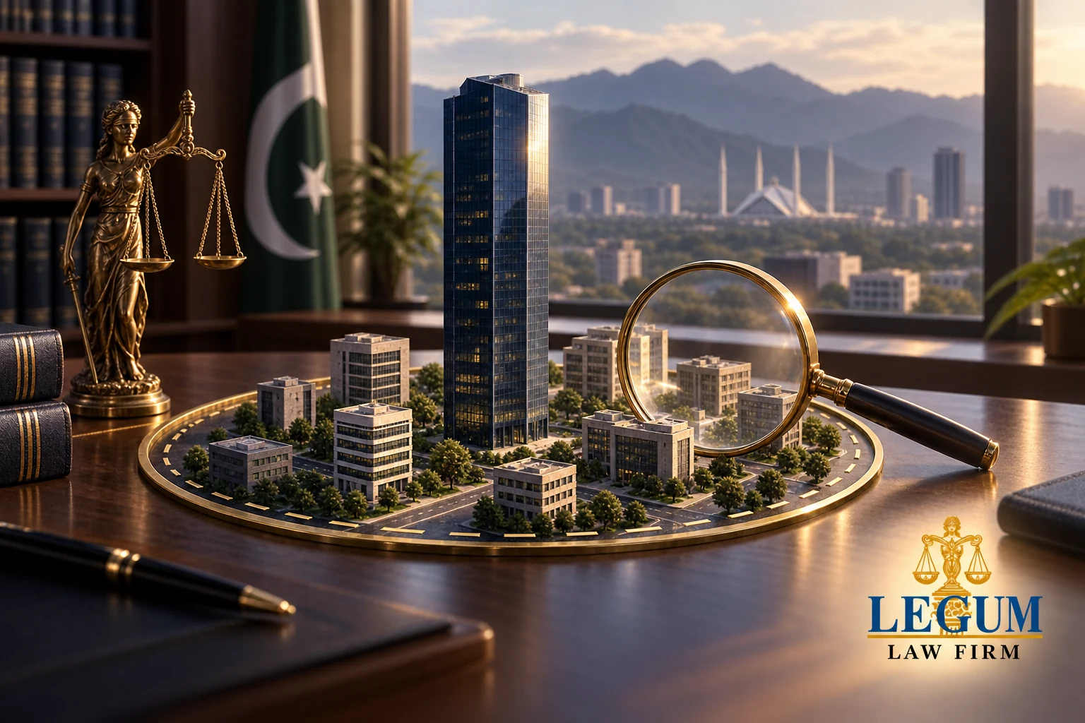 متعین منڈی کے اندر چھوٹے کاروباروں کے درمیان ایک بلند تجارتی عمارت، جسے عدسے اور ترازو سے جانچا جا رہا ہے۔
